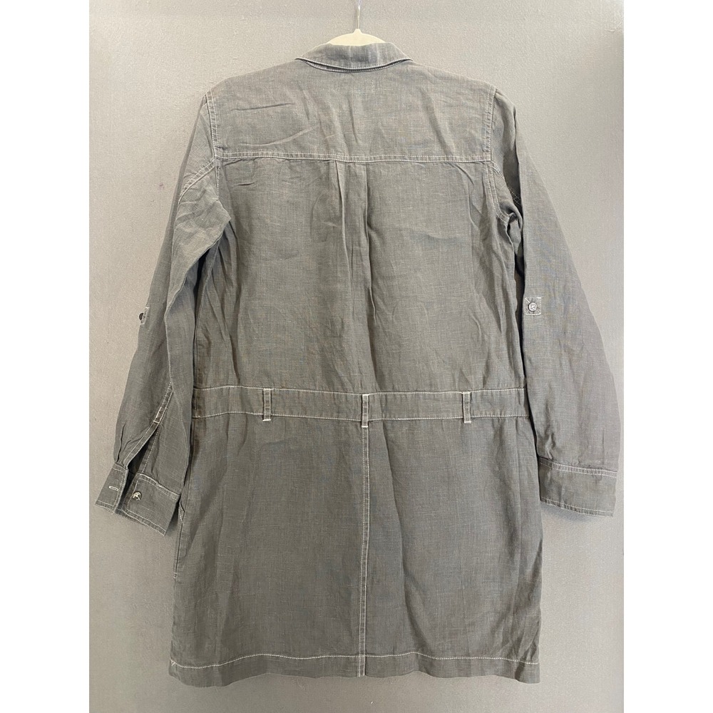 Michael Stars W's S 100% Linen Utility Shirt Dress Grey Stitch Lagenlook - Picture 3 of 9